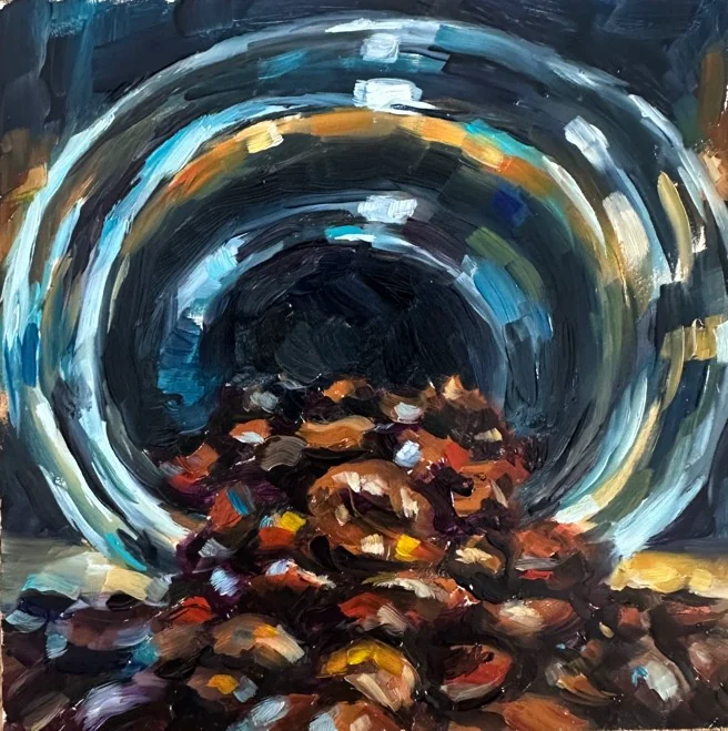 Kaffeeblau, Ölbild von Sabine Kunze