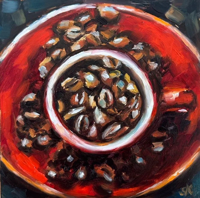 Kaffeerot, Ölbild von Sabine Kunze