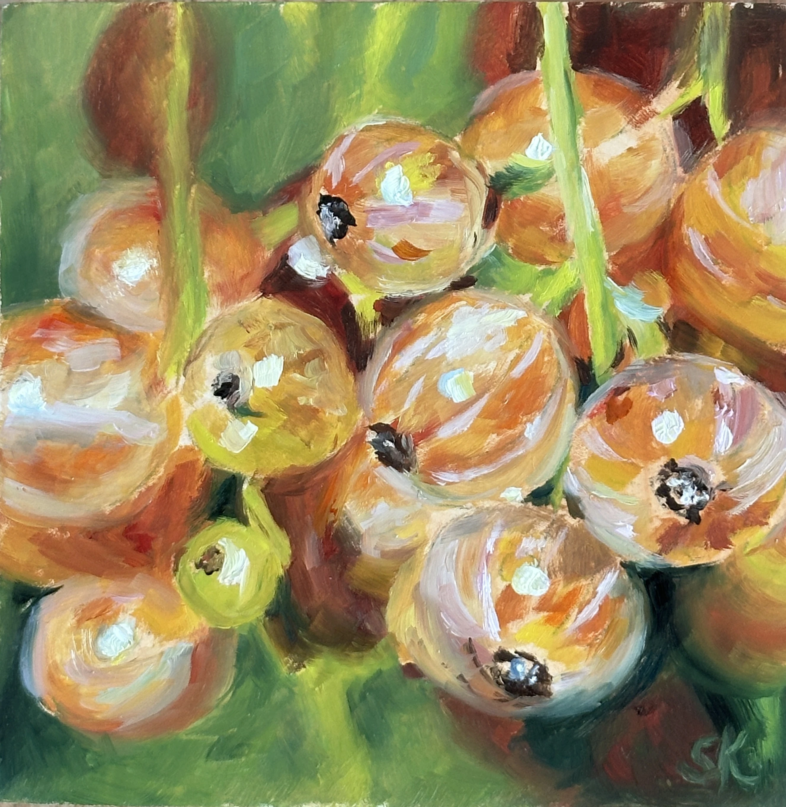 Johannisbeeren im Sommerlicht, Ölbild von Sabine Kunze