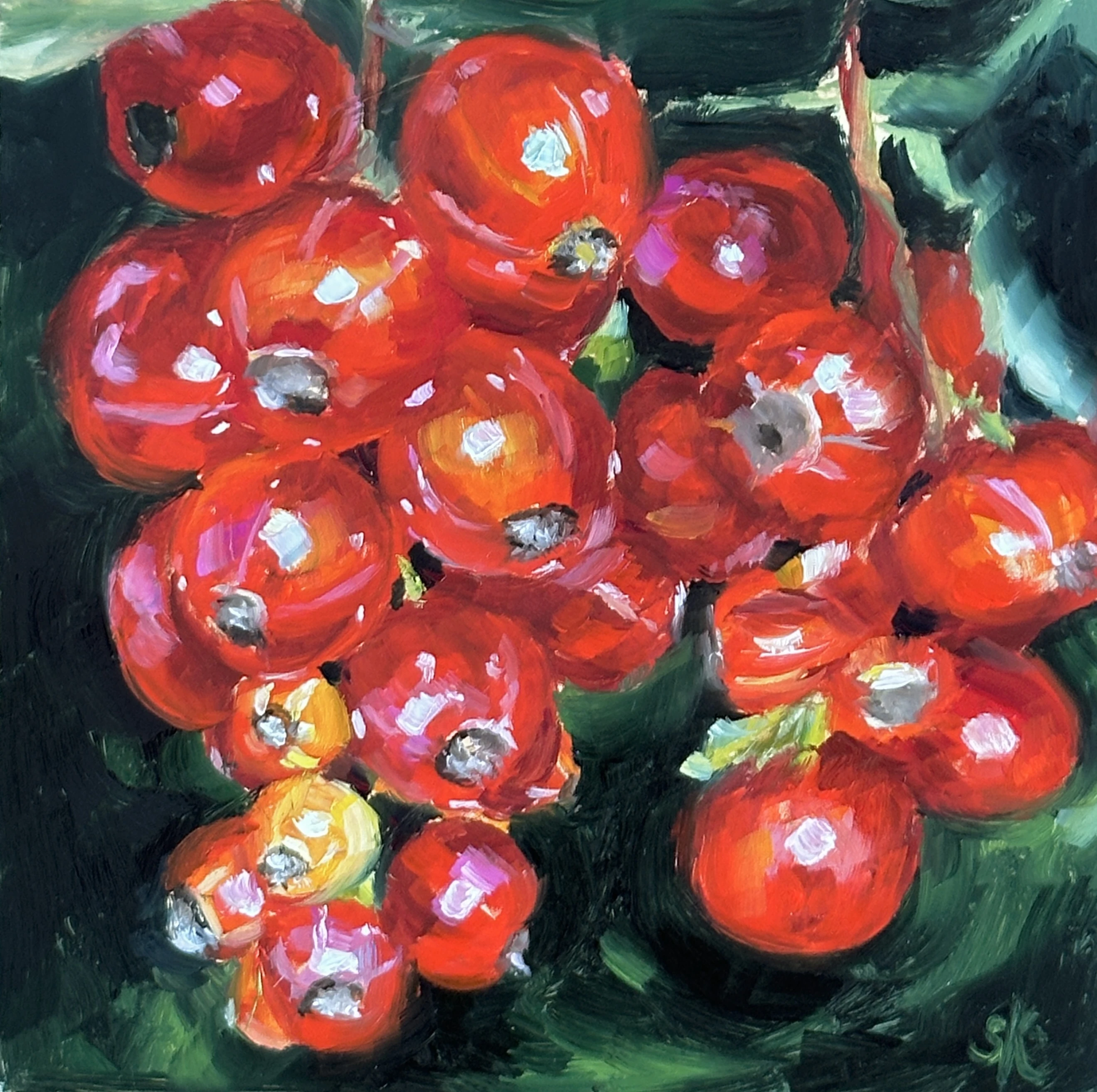 Johannisbeeren in Rot, Ölbild von Sabine Kunze