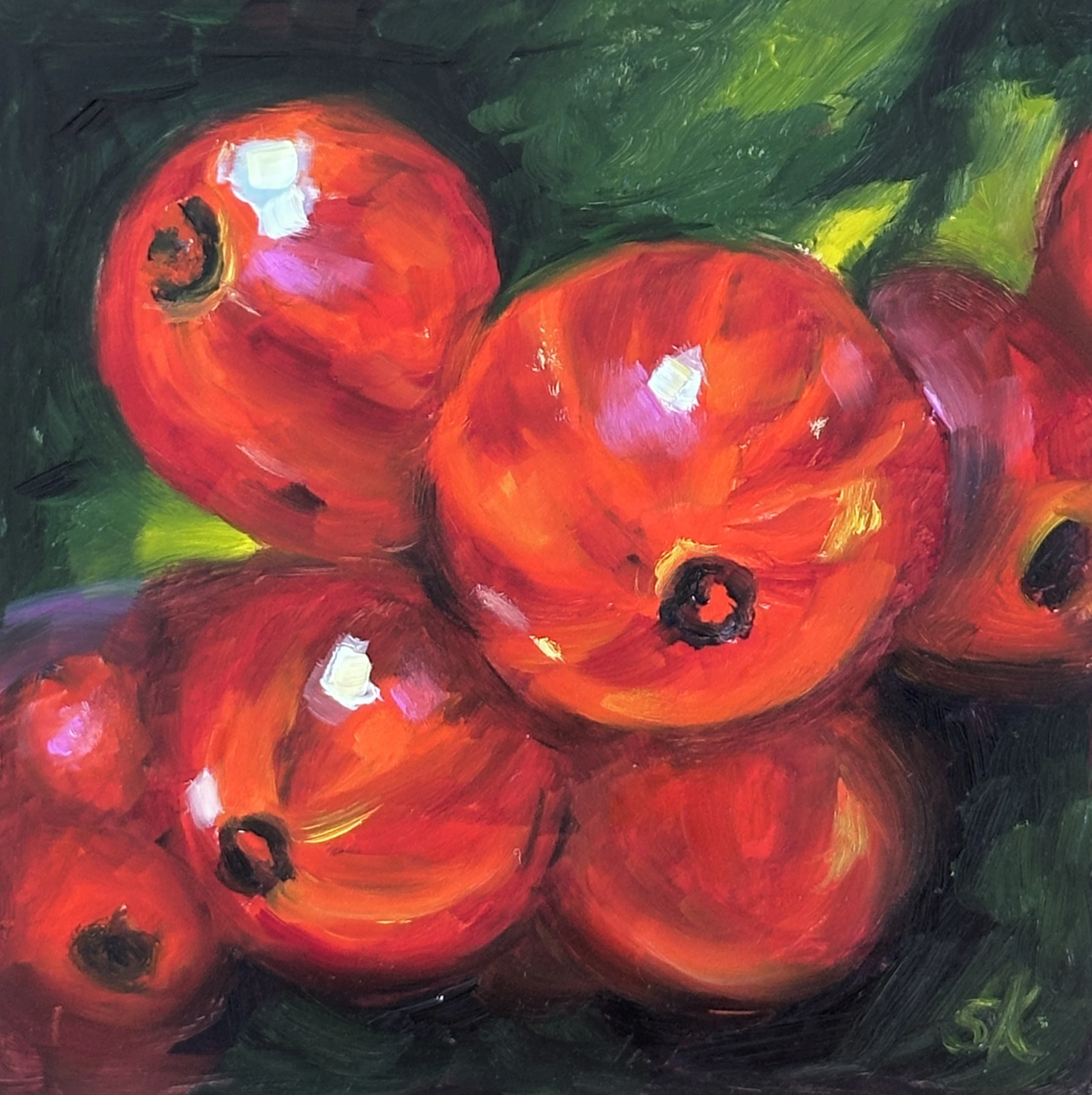 Leuchtende Johannisbeeren, Ölbild von Sabine Kunze