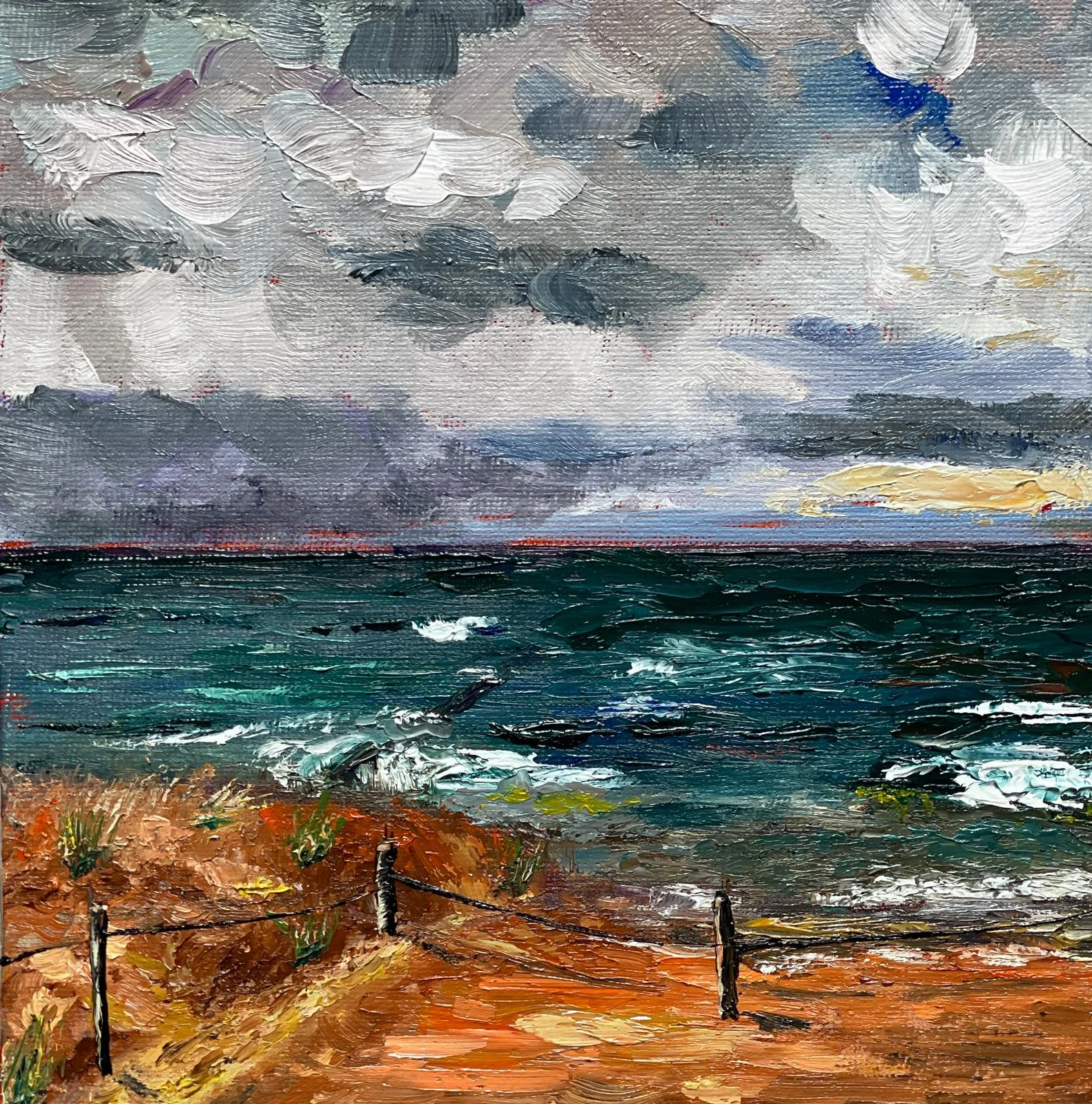 Stürmisches Meer, verkauftes Ölbild von Sabine Kunze